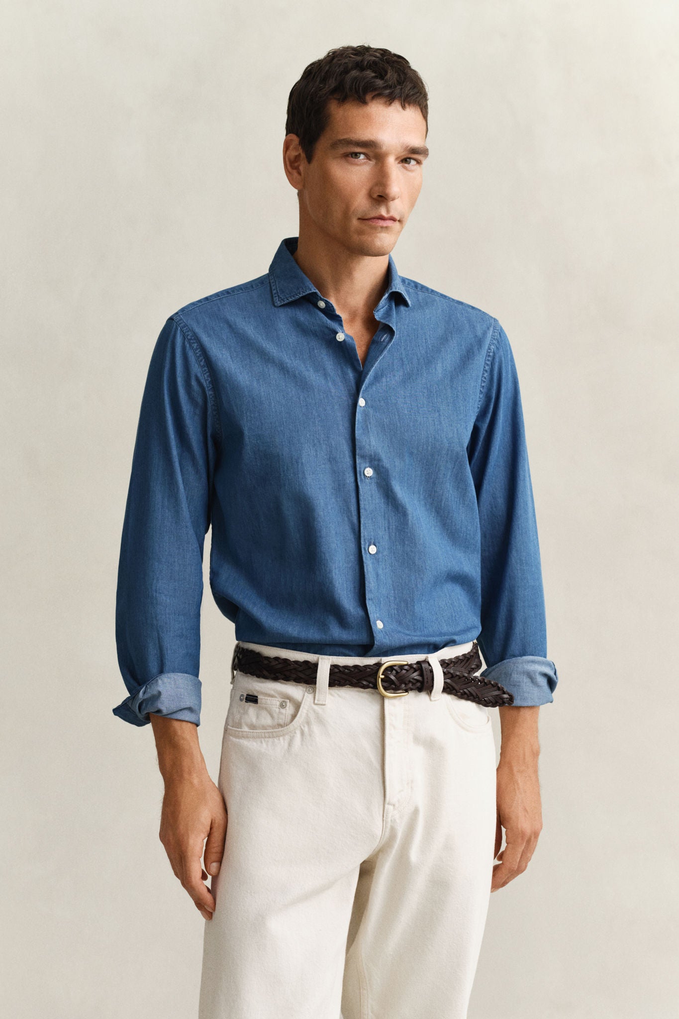 Reg Indigo Twill Shirt Semi Light Blue