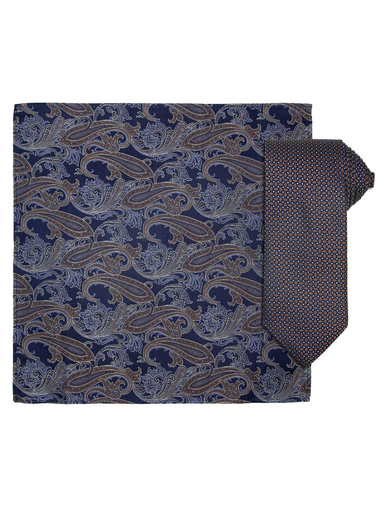 Santi silkeslips+lommetørkle Brun