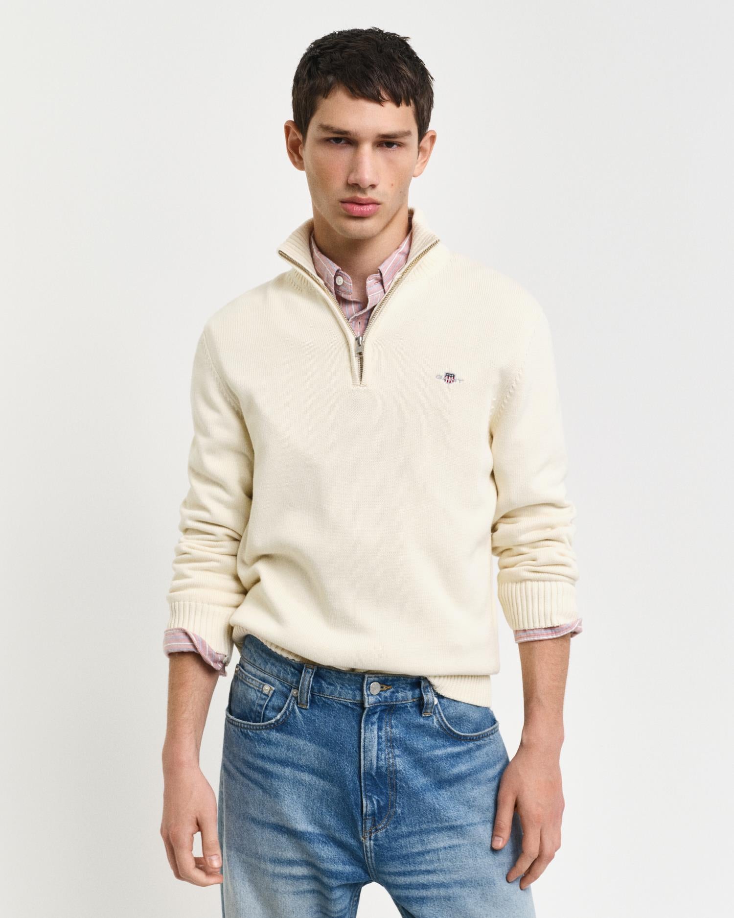 Bomullsgenser Med Half-Zip Cream