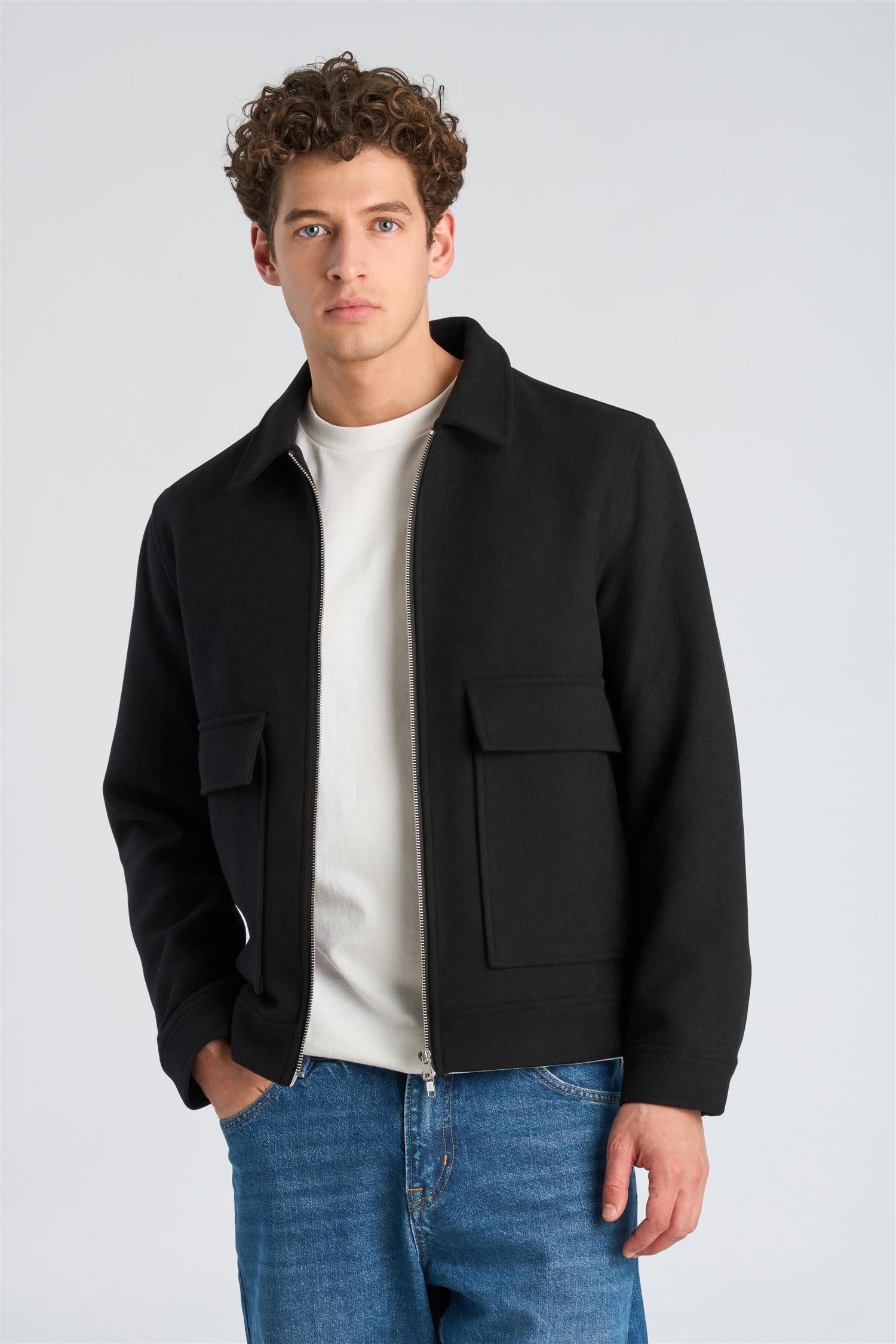 Wool Blend Jacket Black
