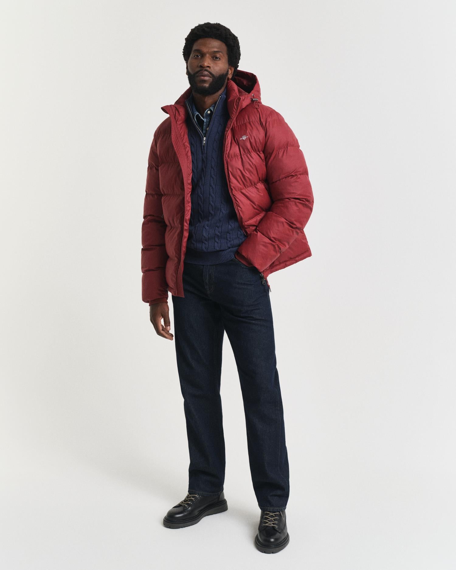 Cotton Cable Half Zip Dark Jeansblue Melange