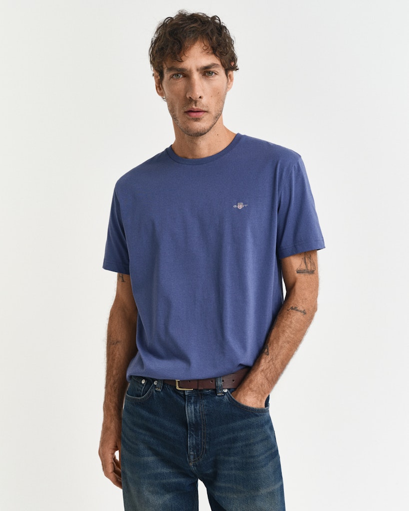 Klassisk T-Skjorte I Regular-Fit Dusty Navy