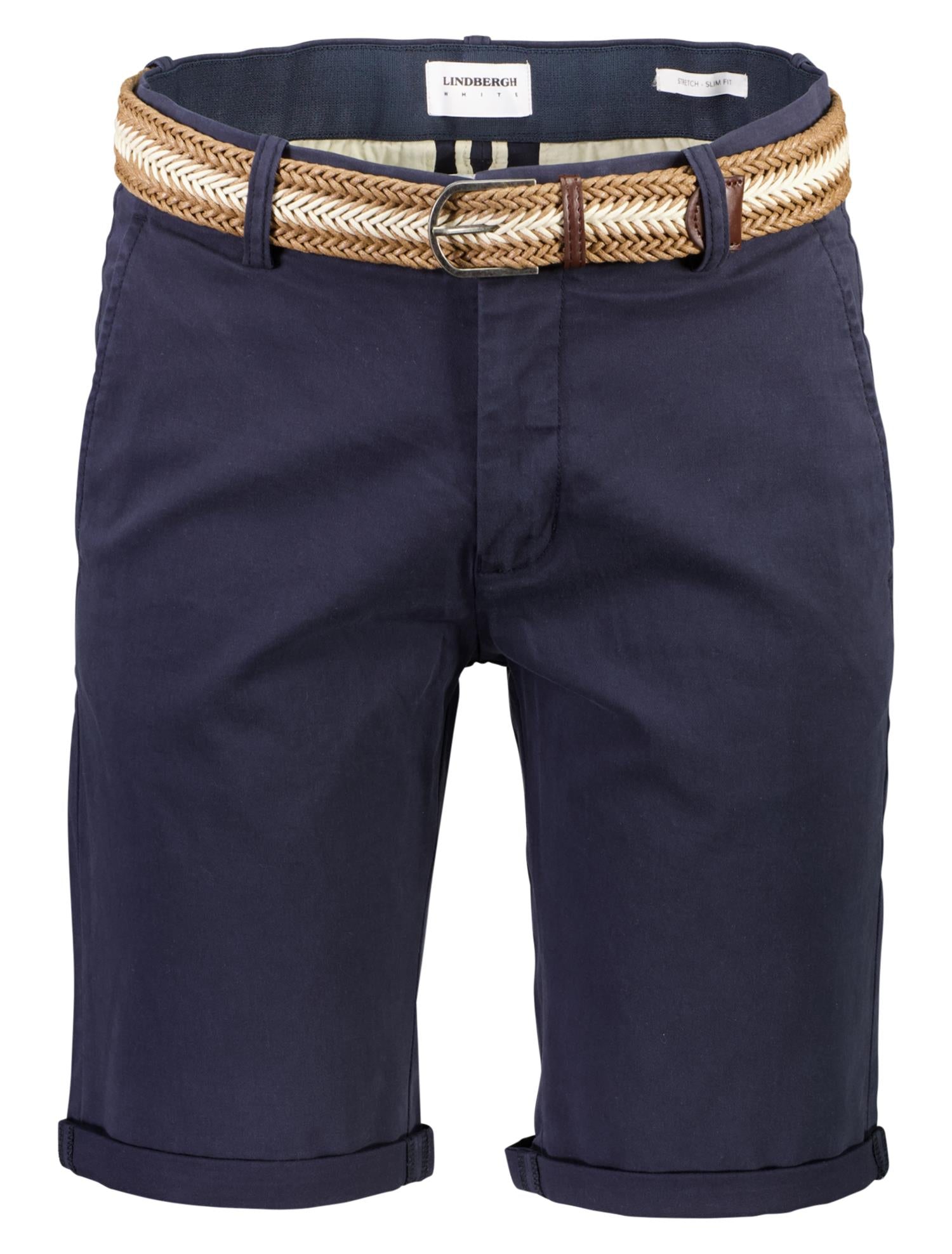 Superflex chino shorts w. belt Dk Blue