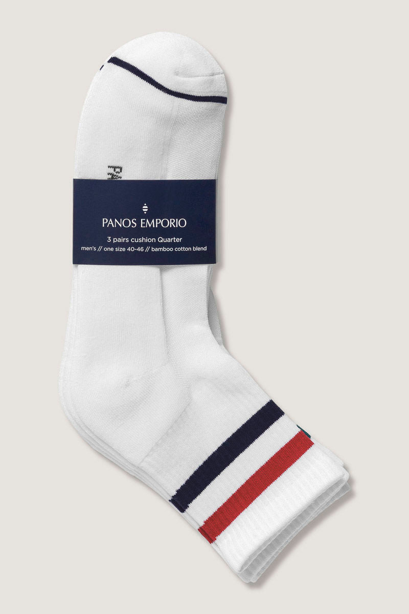 3pk Tom Tech Quarter Stripe Red/White/Stripe Green