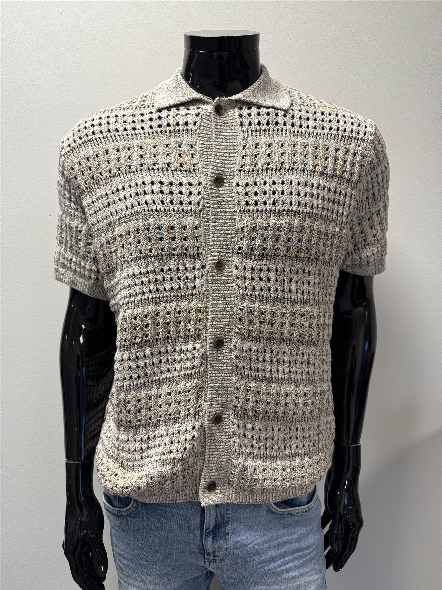 Elvin Structure Knitted SS Shirt Light Sand