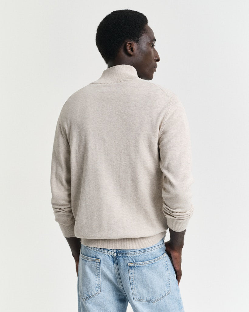 CLASSIC COTTON HALF ZIP Light Beige Melange