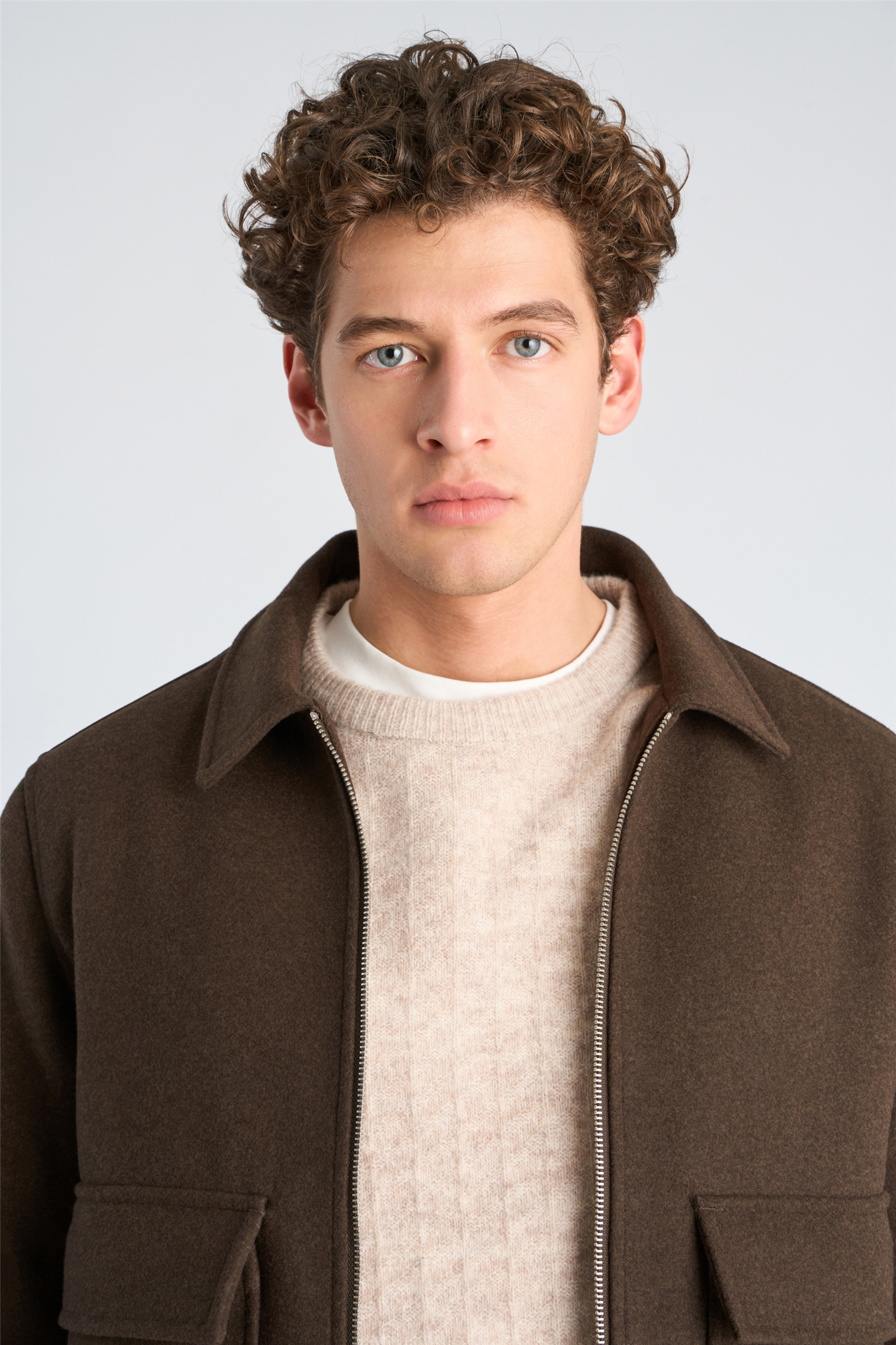 Wool Blend Jacket Dk Brown Mel