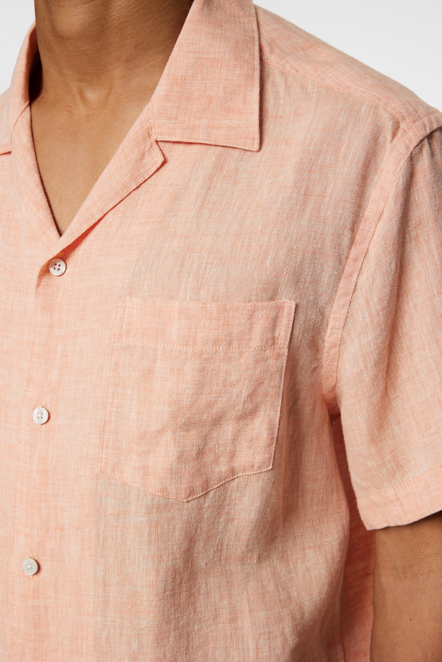 Elio Linen Melange Shirt Mock Orange