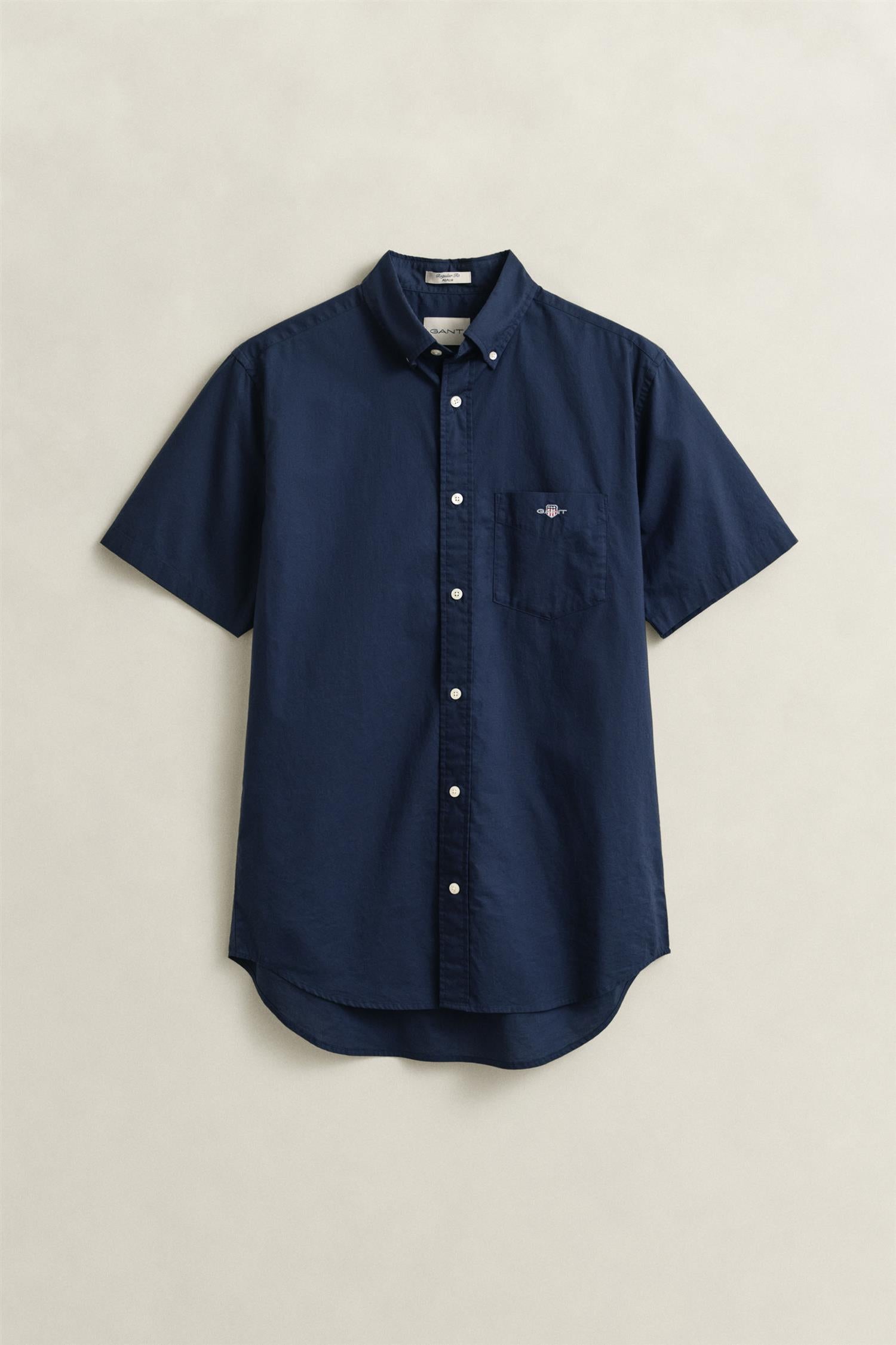 Reg Classic Poplin Ss Shirt Marine