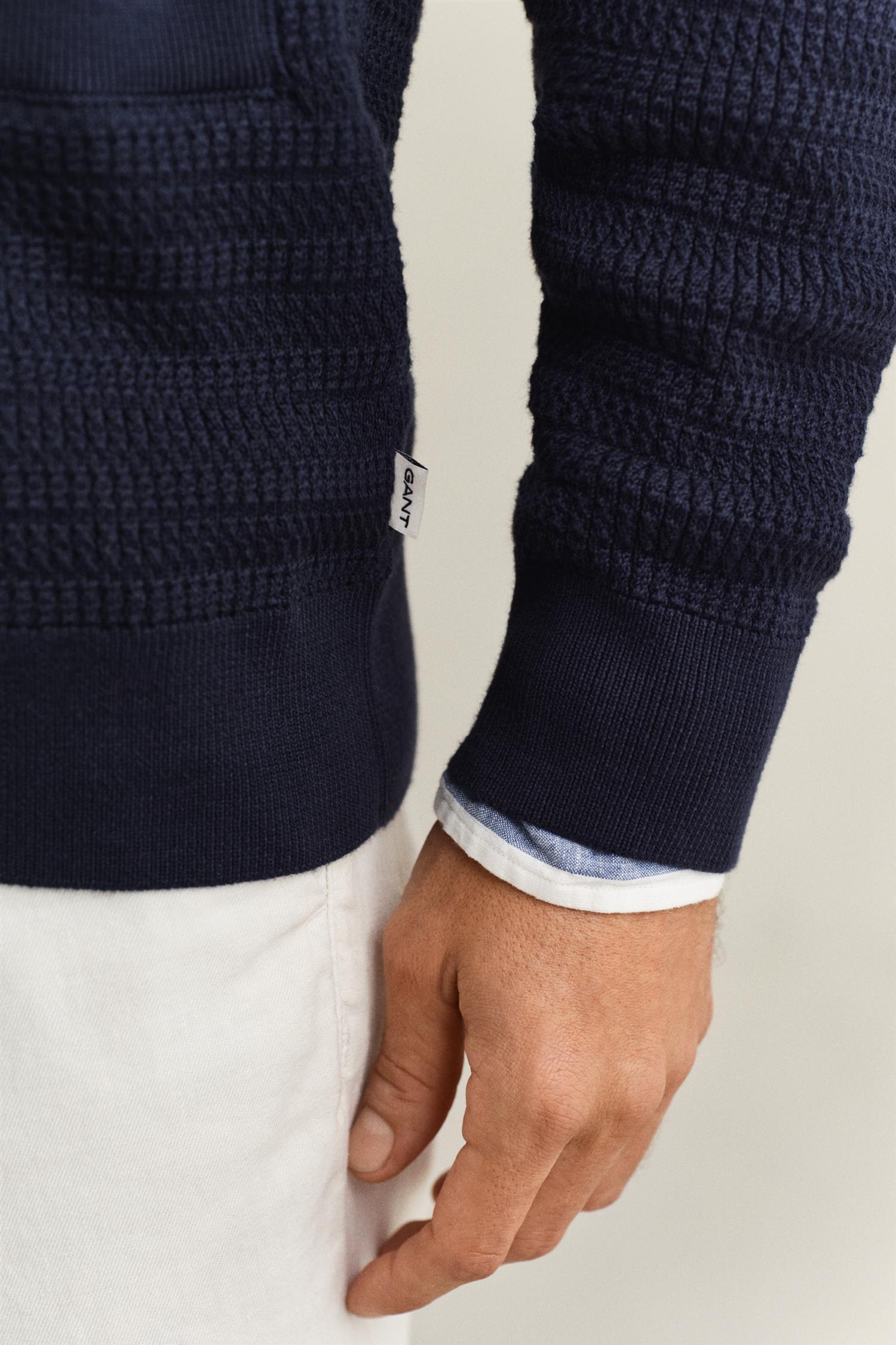 Mini Cable Shawl Collar Cardigan Evening Blue