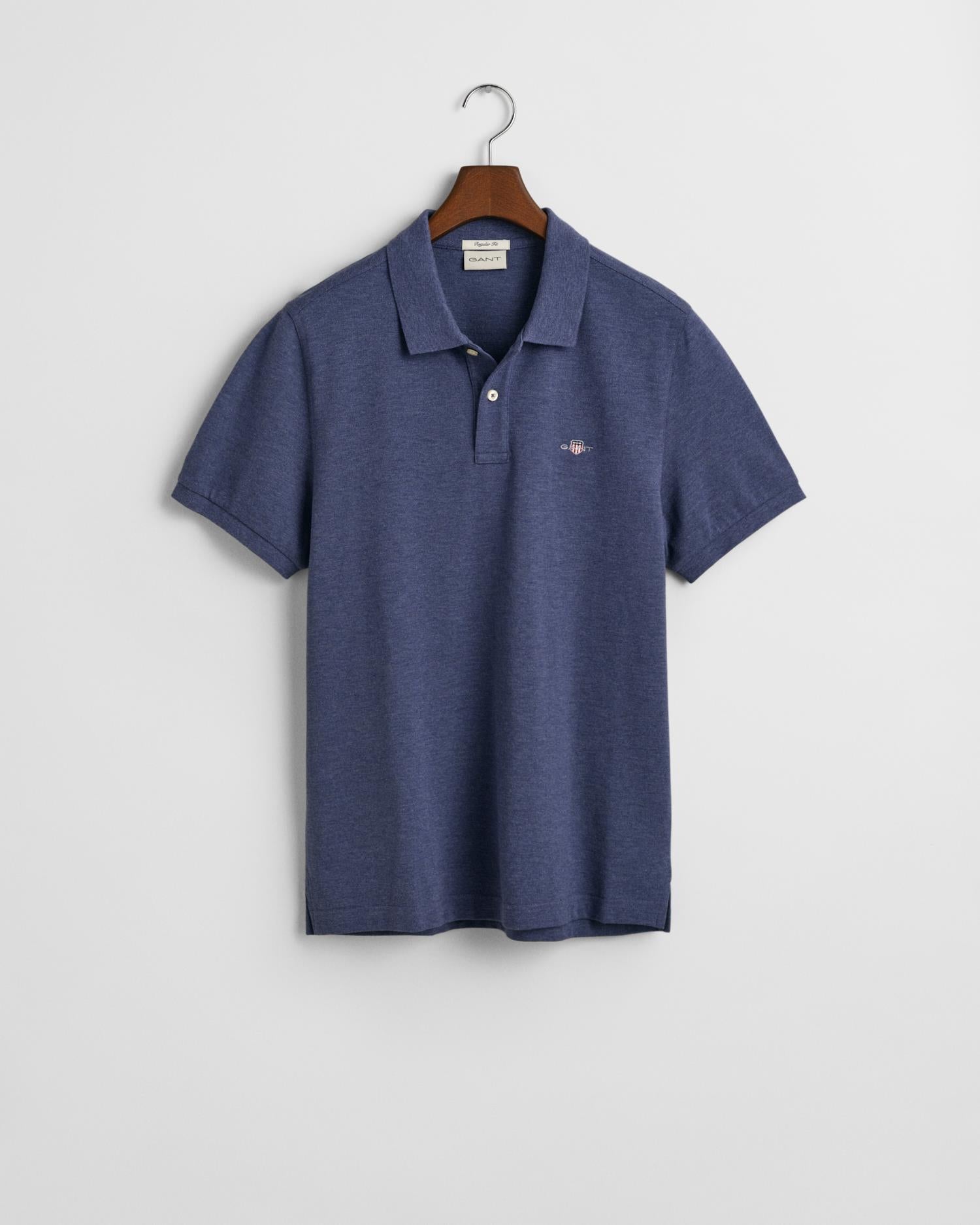 Reg Shield Ss Pique Polo Dk Jeansblue Melange