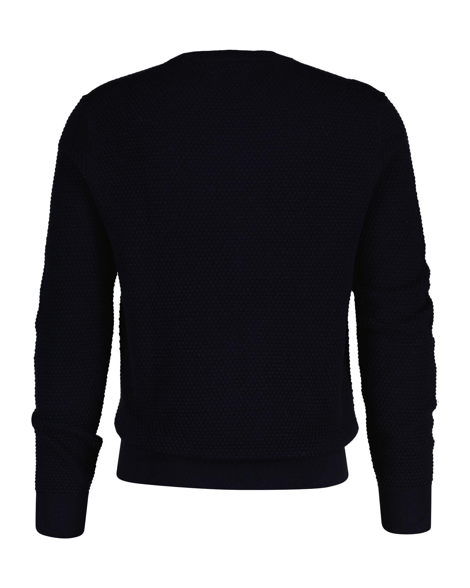 Textured Cotton Merino C-Neck Evening Blue