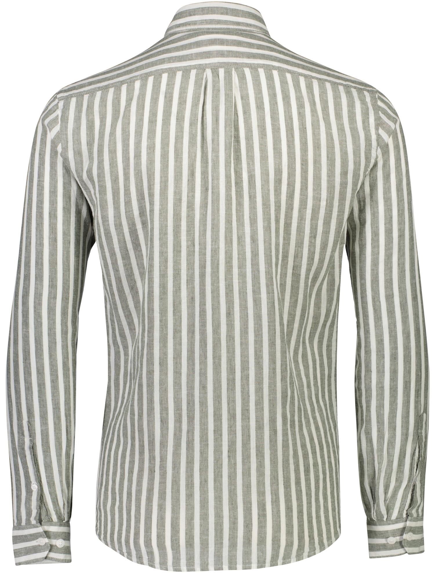 Striped cotton/linen shirt L/S Army