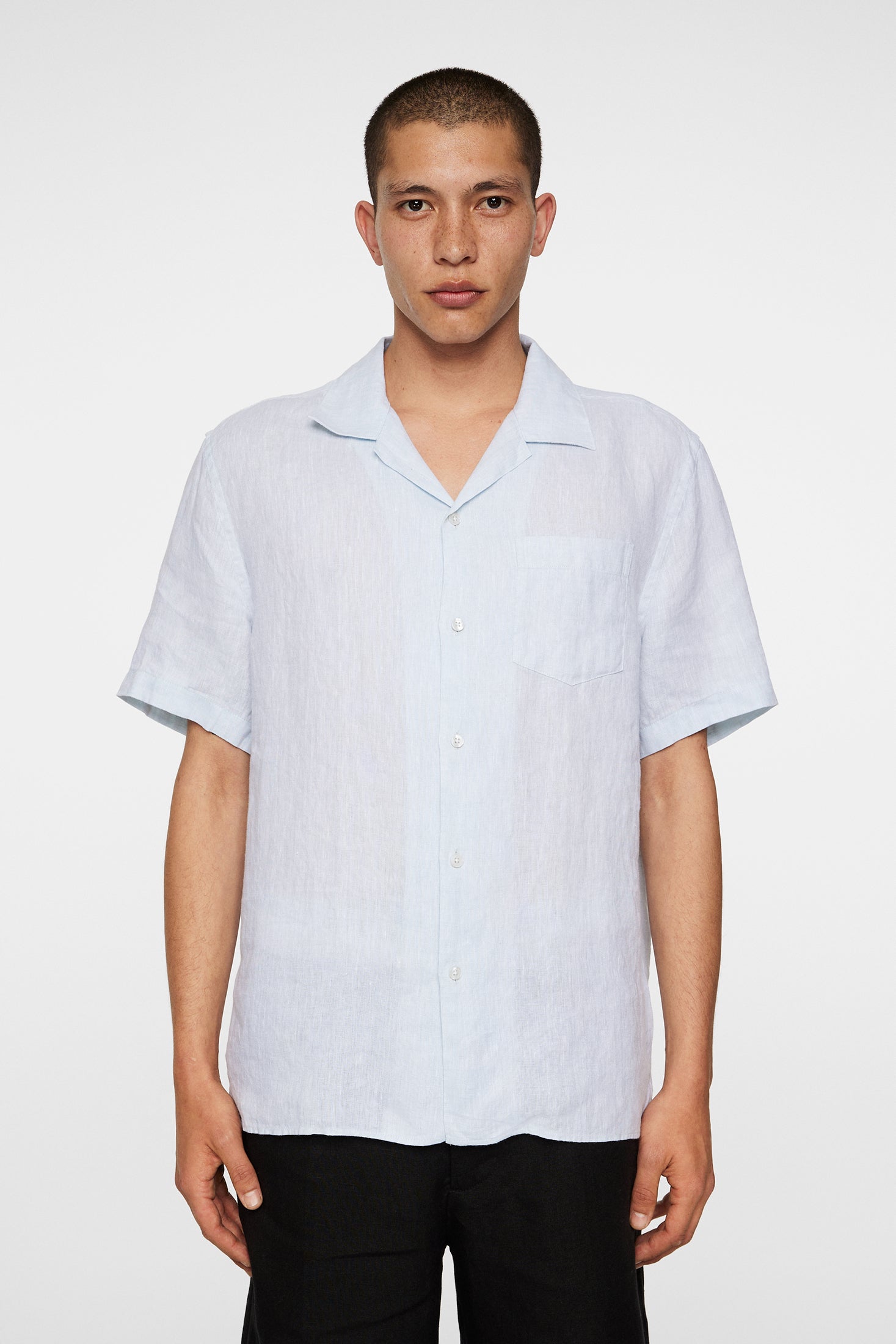 Elio Linen Melange Shirt Winter Sky