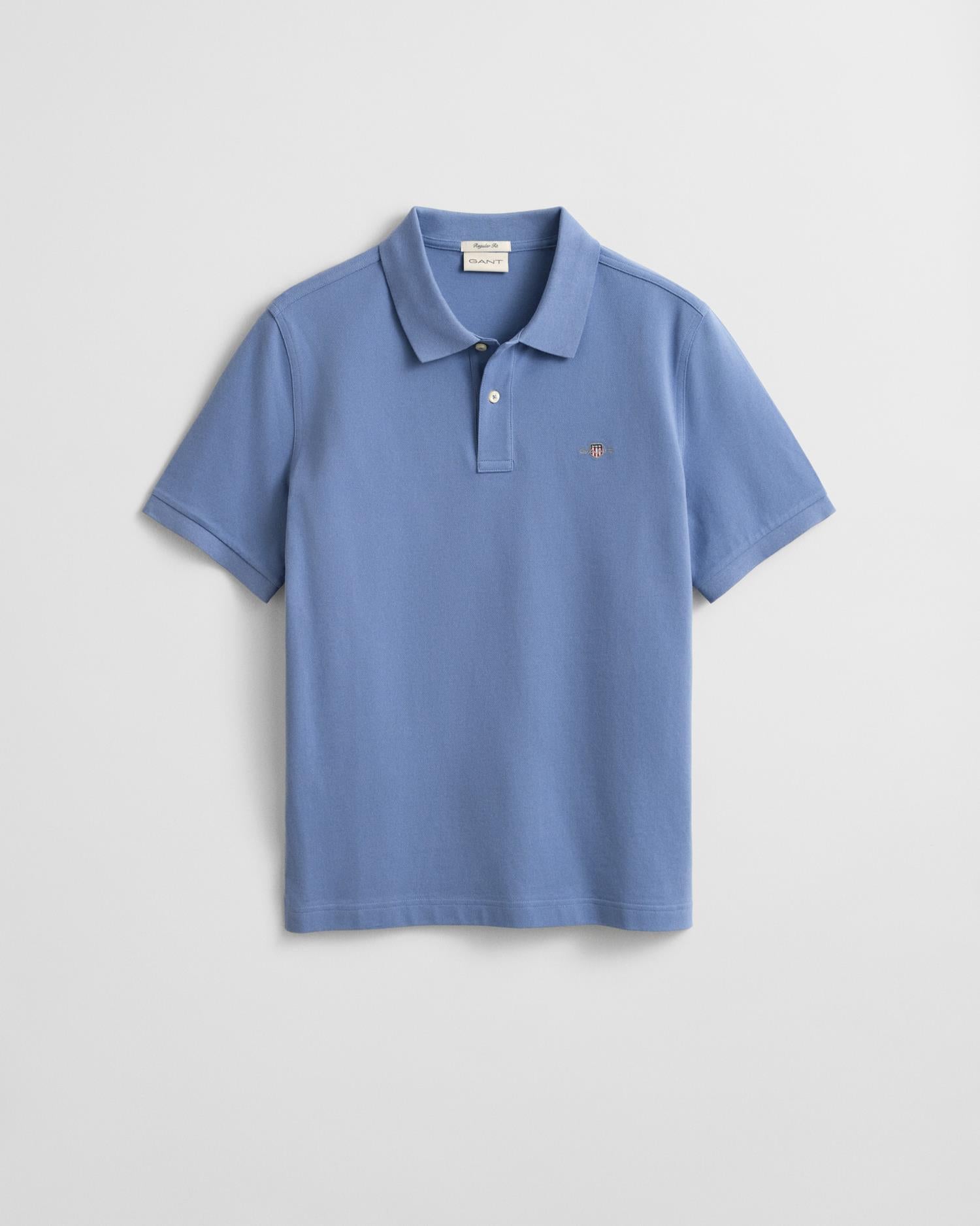 Reg Shield Ss Pique Polo Faded Denim