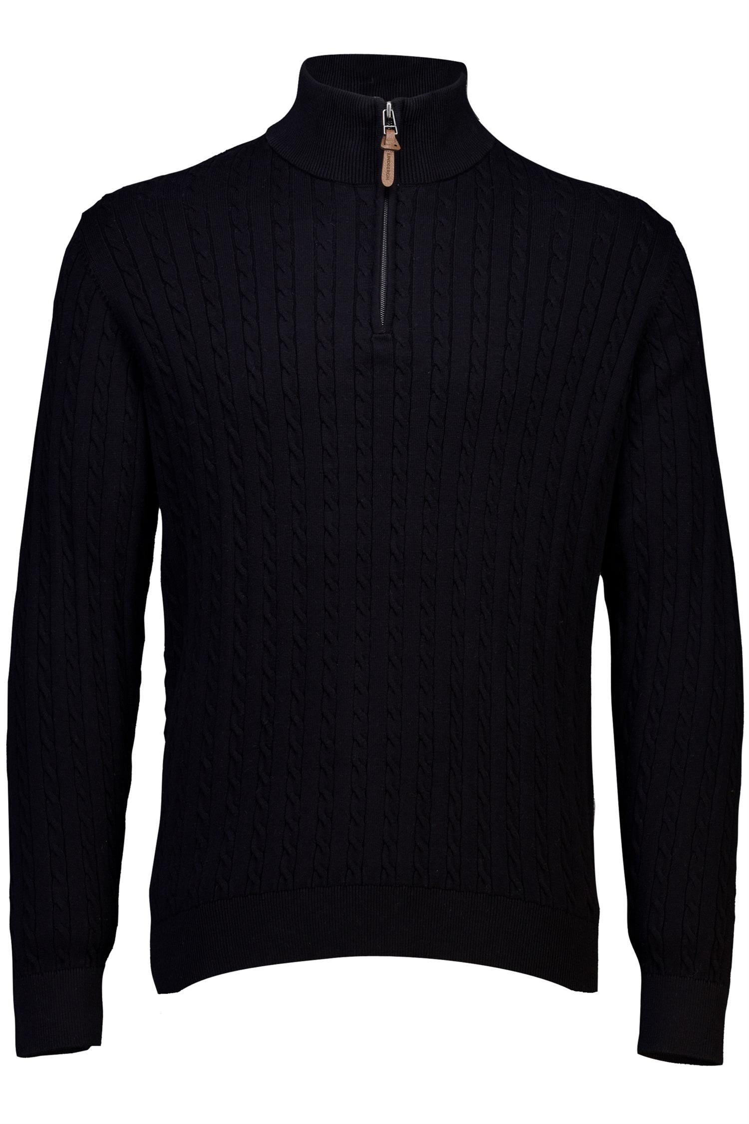1/2 zip cable knit Black
