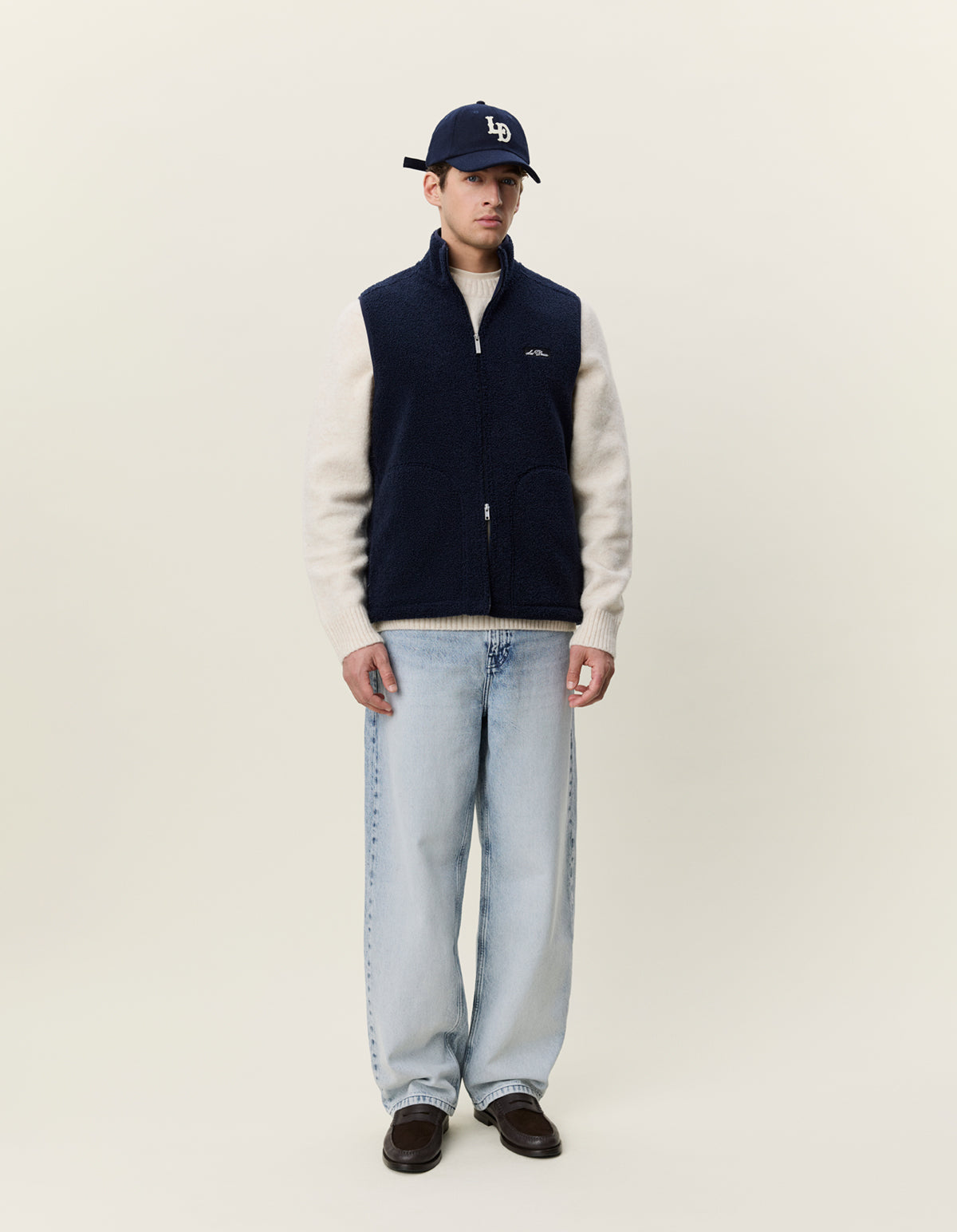 Patch Teddy Vest Dark Navy Blue