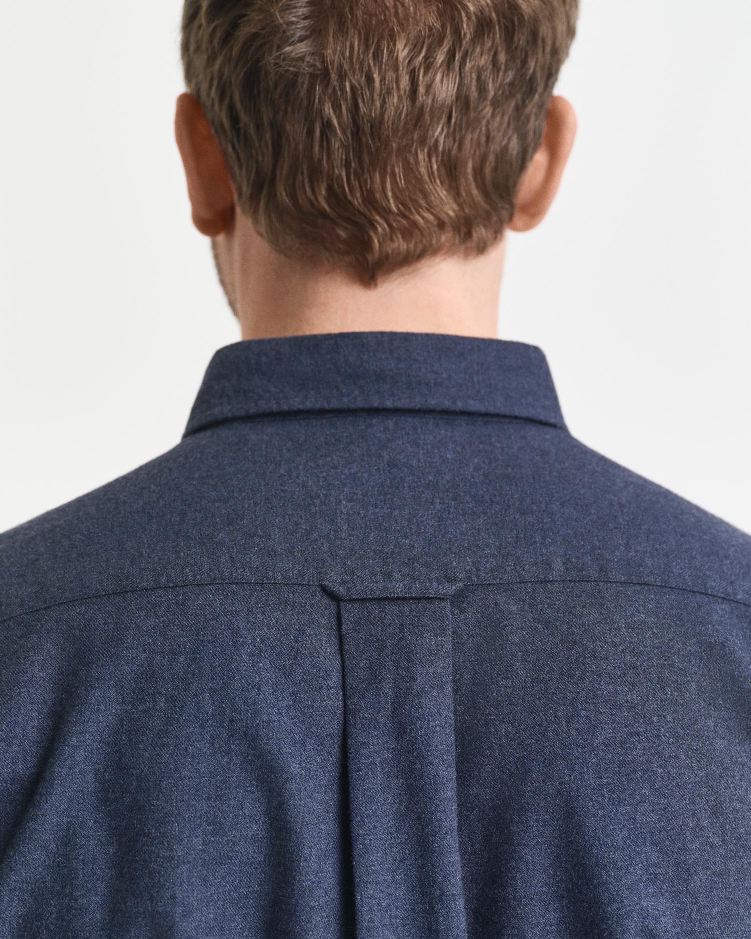 Reg Flannel Melange Shirt Dark Indigo Melange