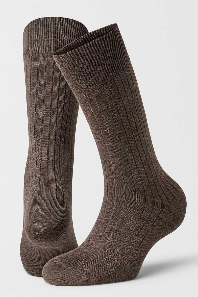 2pk Calle Premium Mercerized Wool Rib Brown Melange