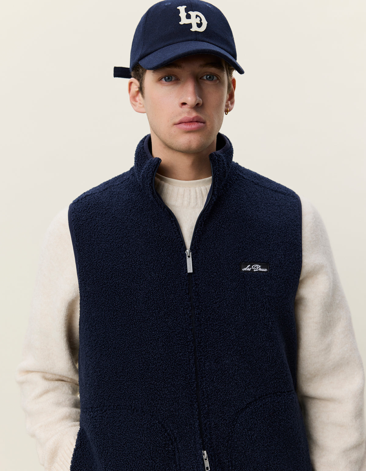 Patch Teddy Vest Dark Navy Blue