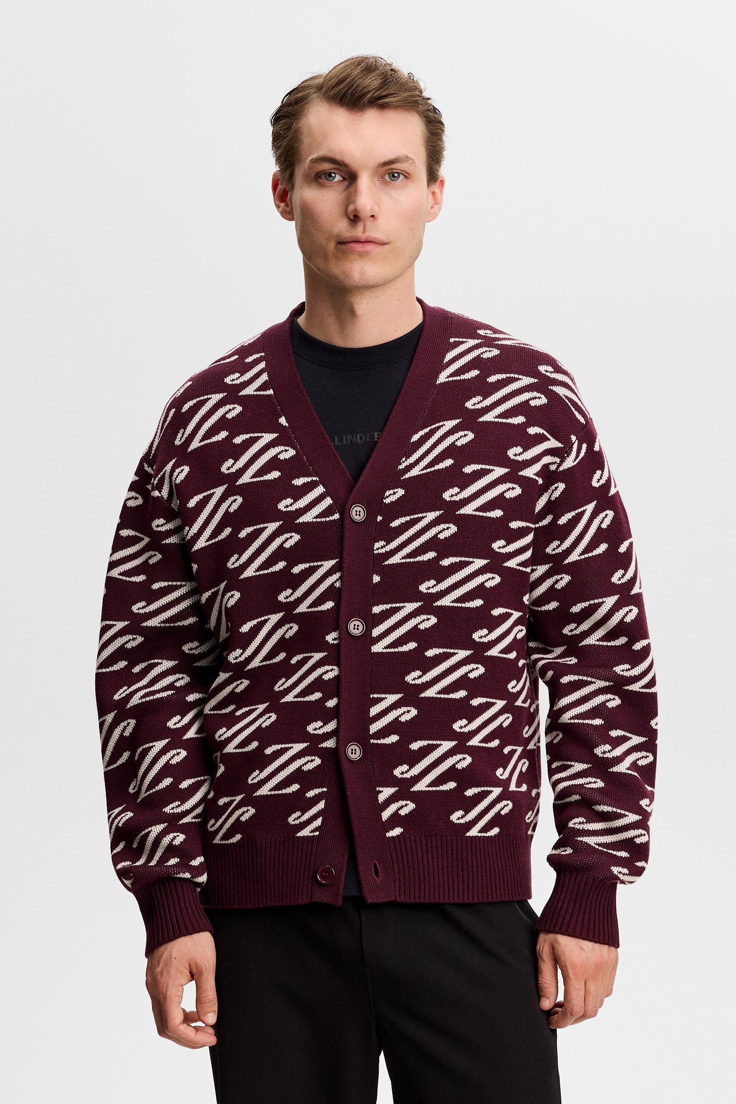 Denny Jacquard Cardigan Burgunder