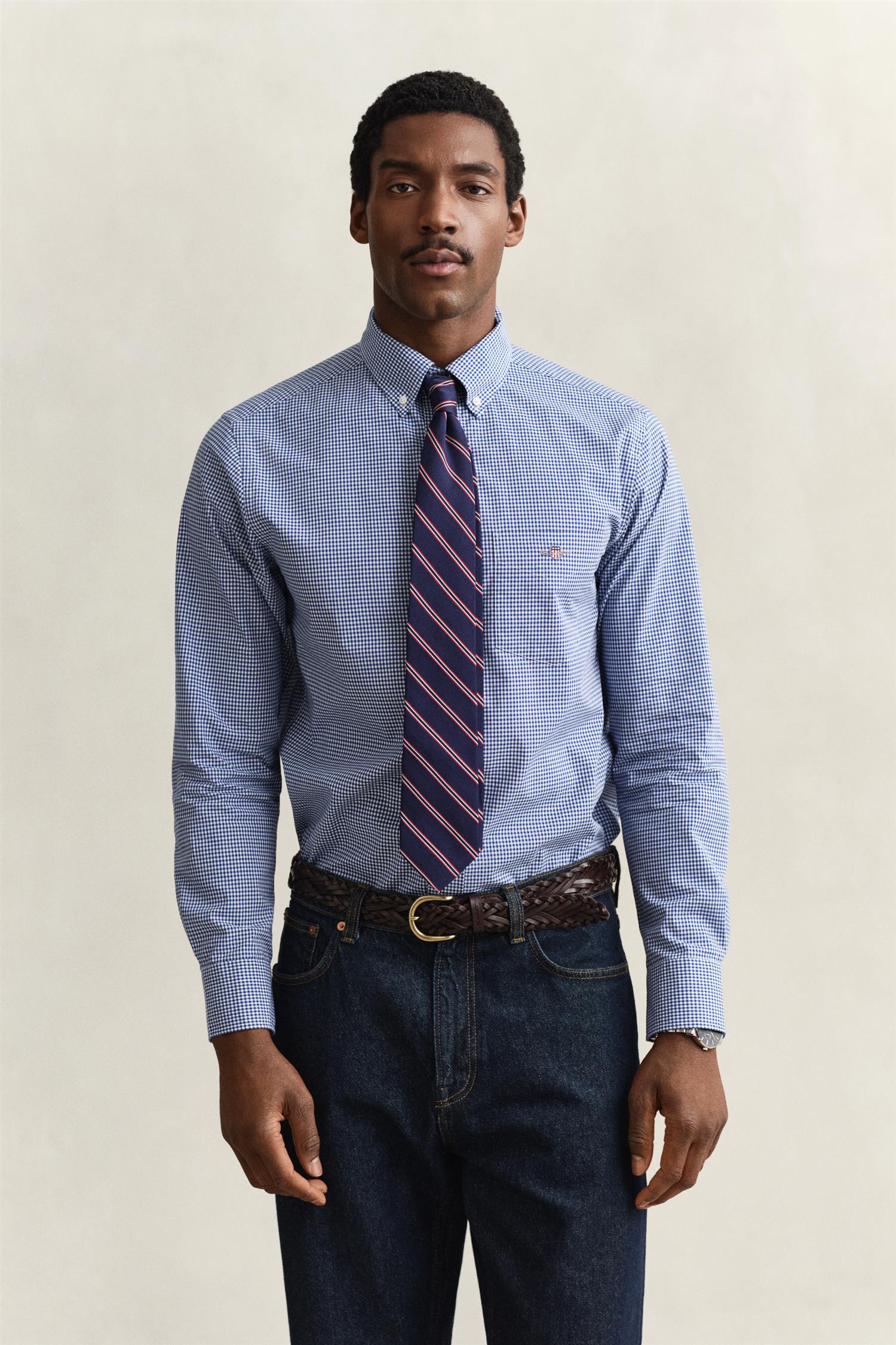 Reg Classic Poplin Gingham Shirt College Blue