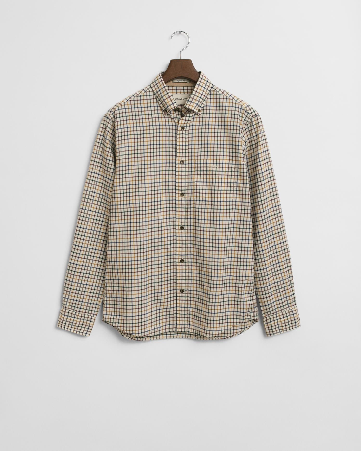 Reg Twill Check Shirt Mahogany Brown