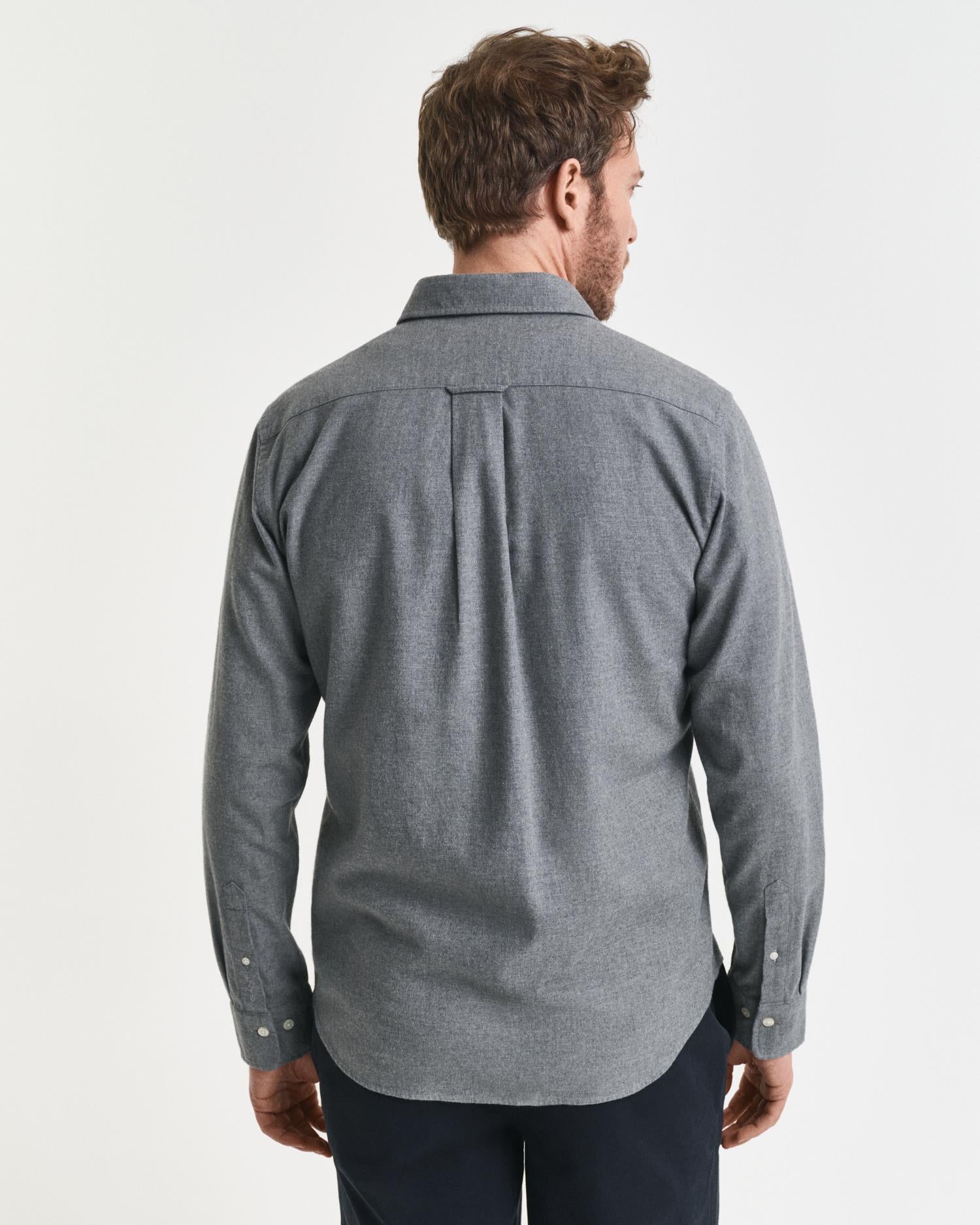 Reg Flannel Melange Shirt Dark Grey Melange