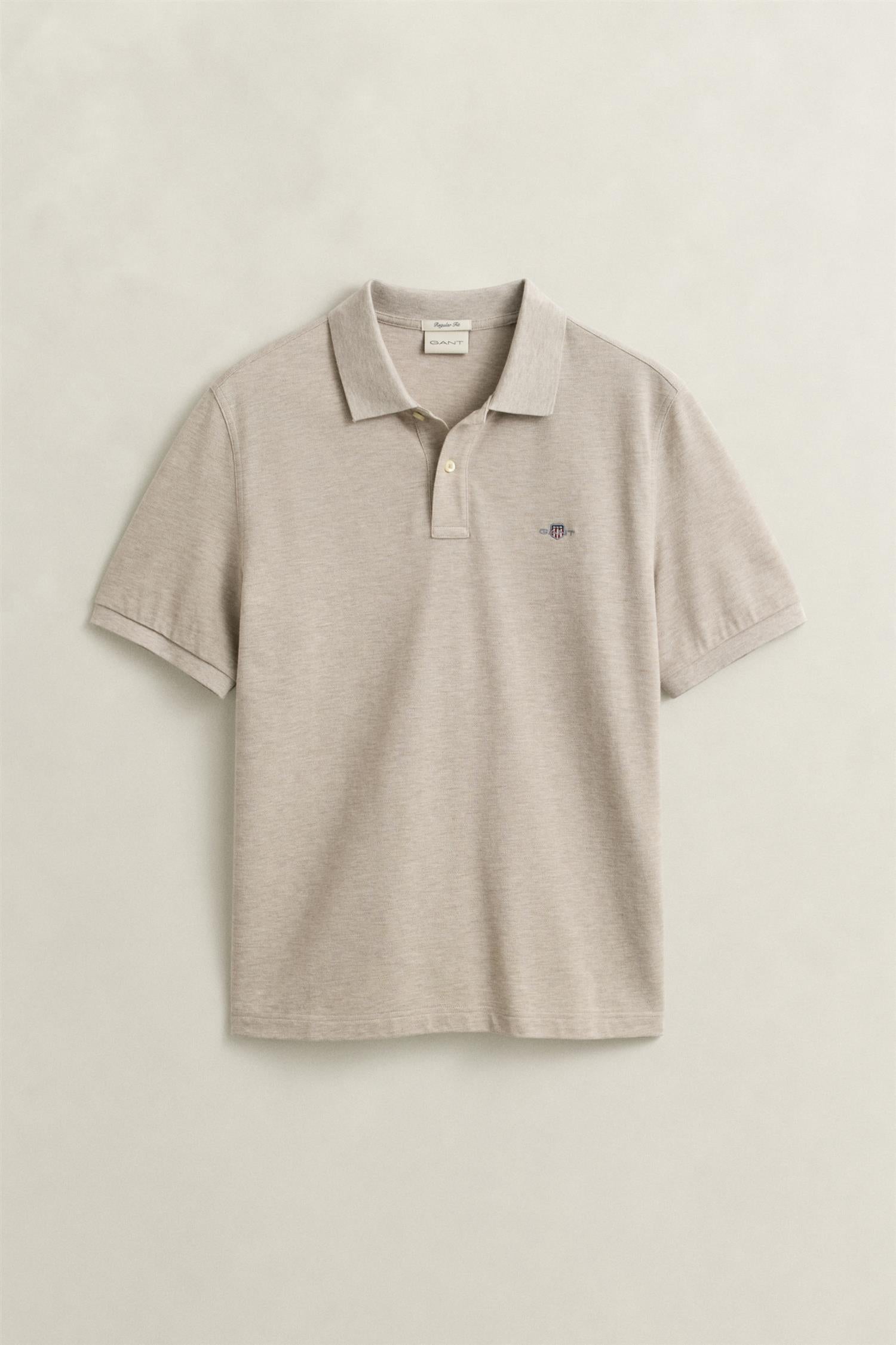 Reg Shield Ss Pique Polo Oat Melange
