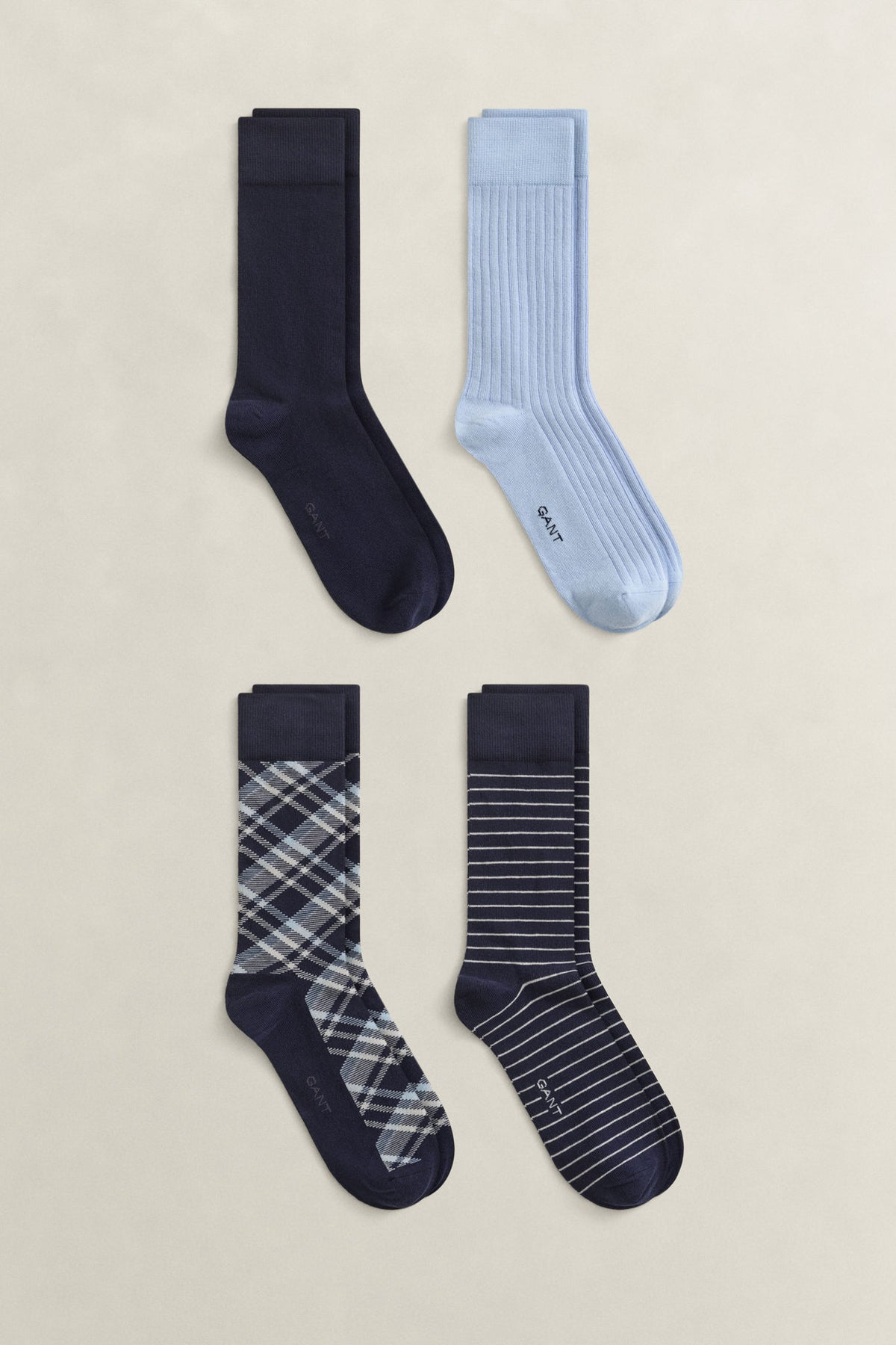 Checked Socks 4-Pack Gift Box Evening Blue