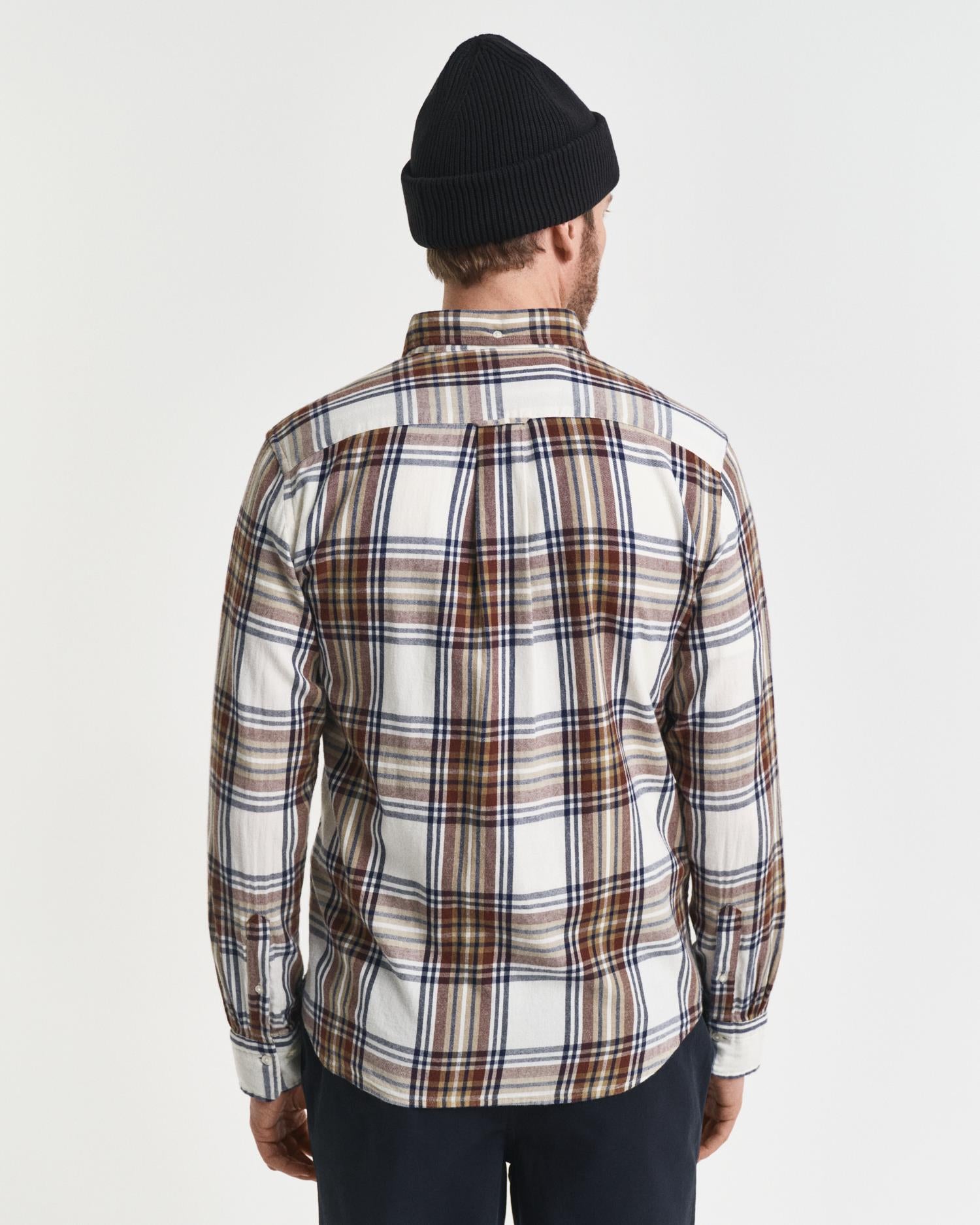 Reg Windblown Flannel Check Shirt Cream