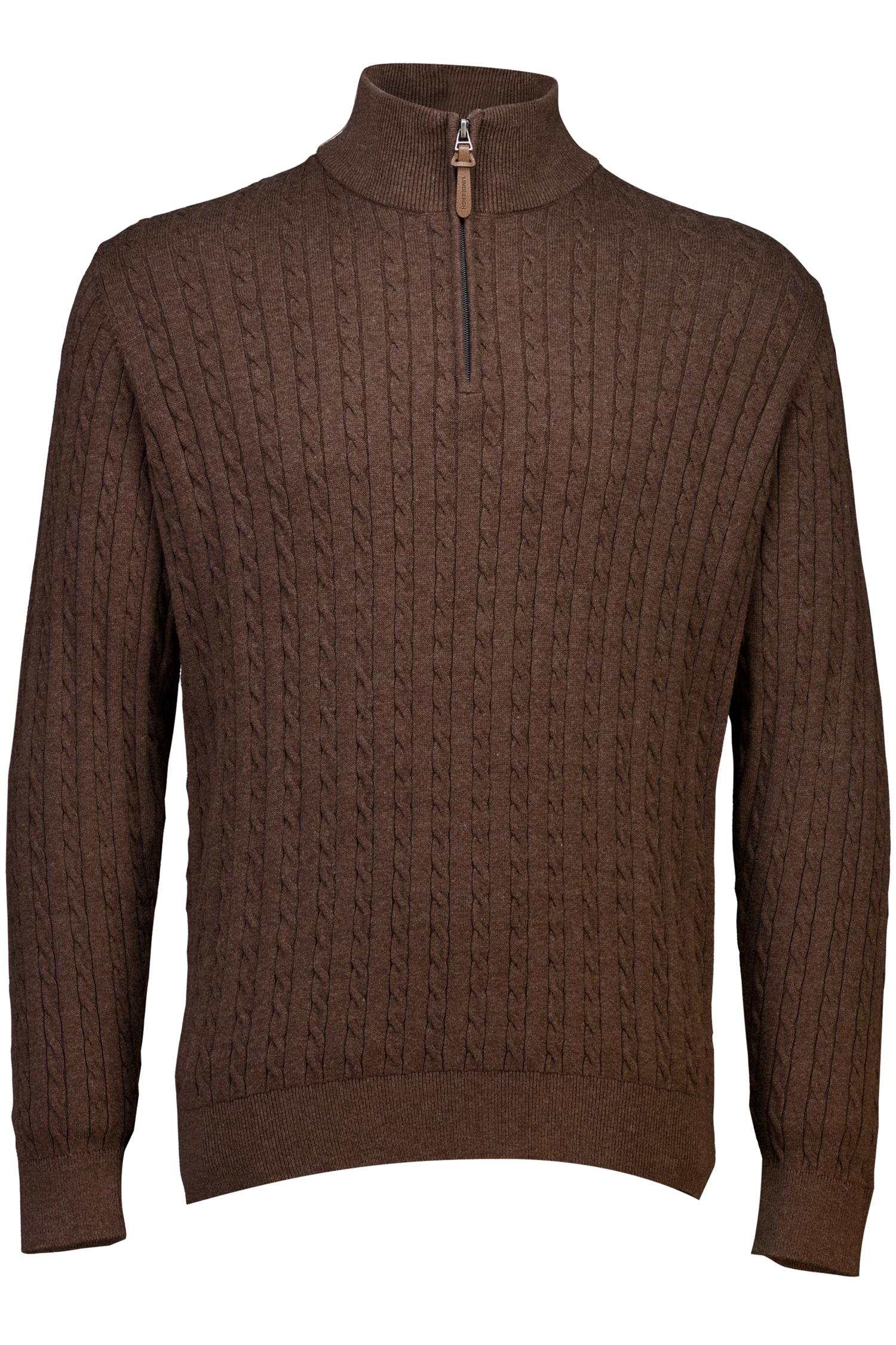 1/2 zip cable knit Mid Brown Mel