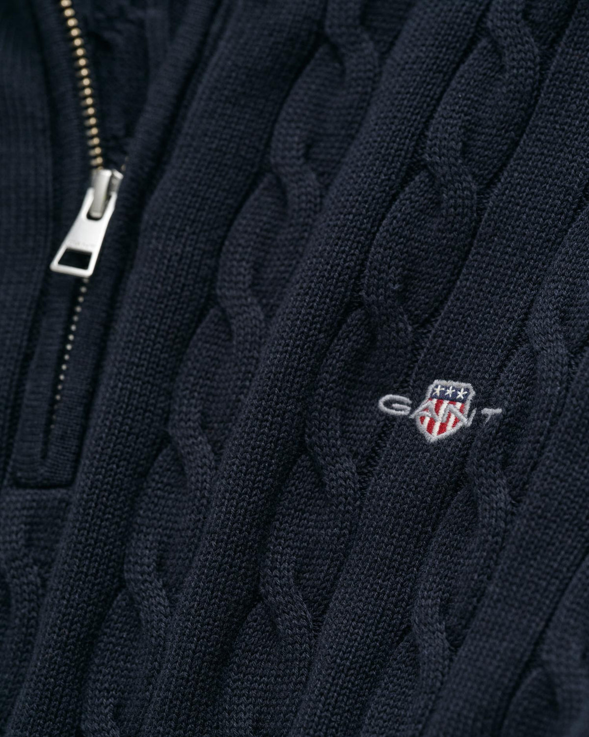 Cotton Cable Half Zip Evening Blue