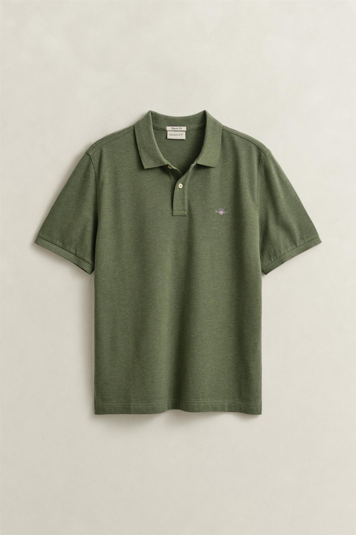 Reg Shield Ss Pique Polo Dark Cactus Melange