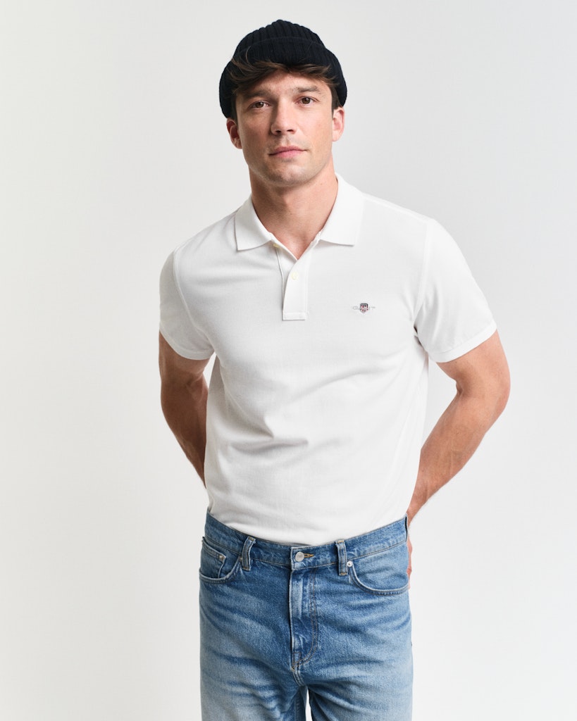 Reg Shield Ss Pique Polo White