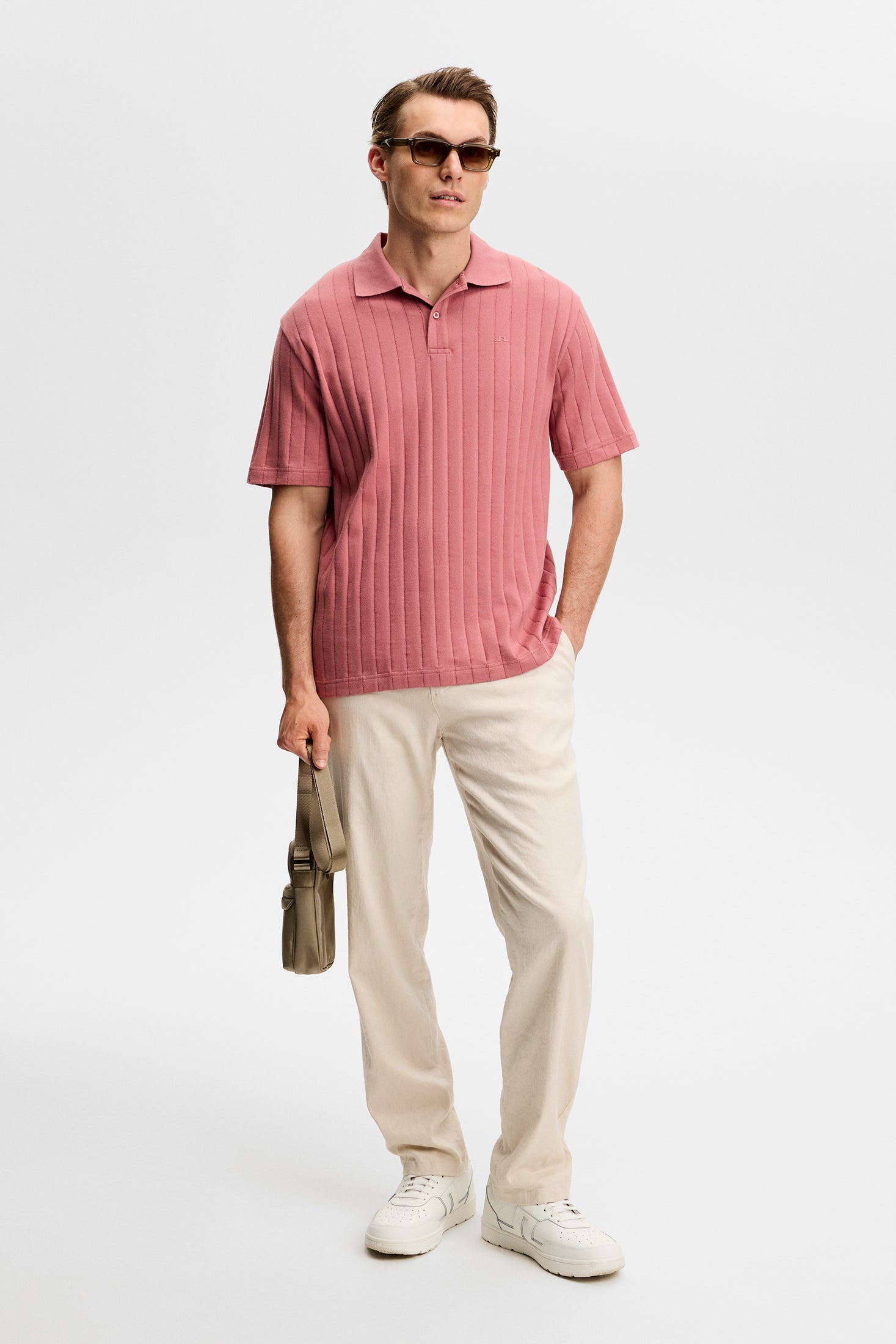 Simon Stripe Polo Withered Rose