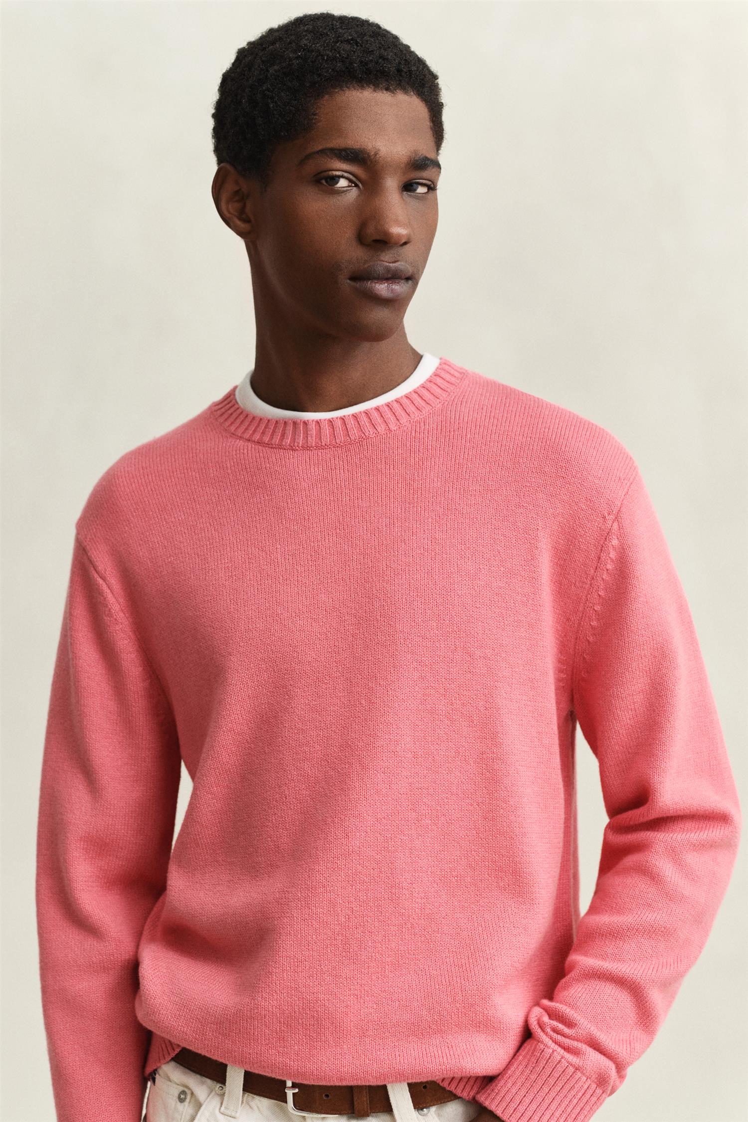 Cotton Blend C-Neck Rose Pink