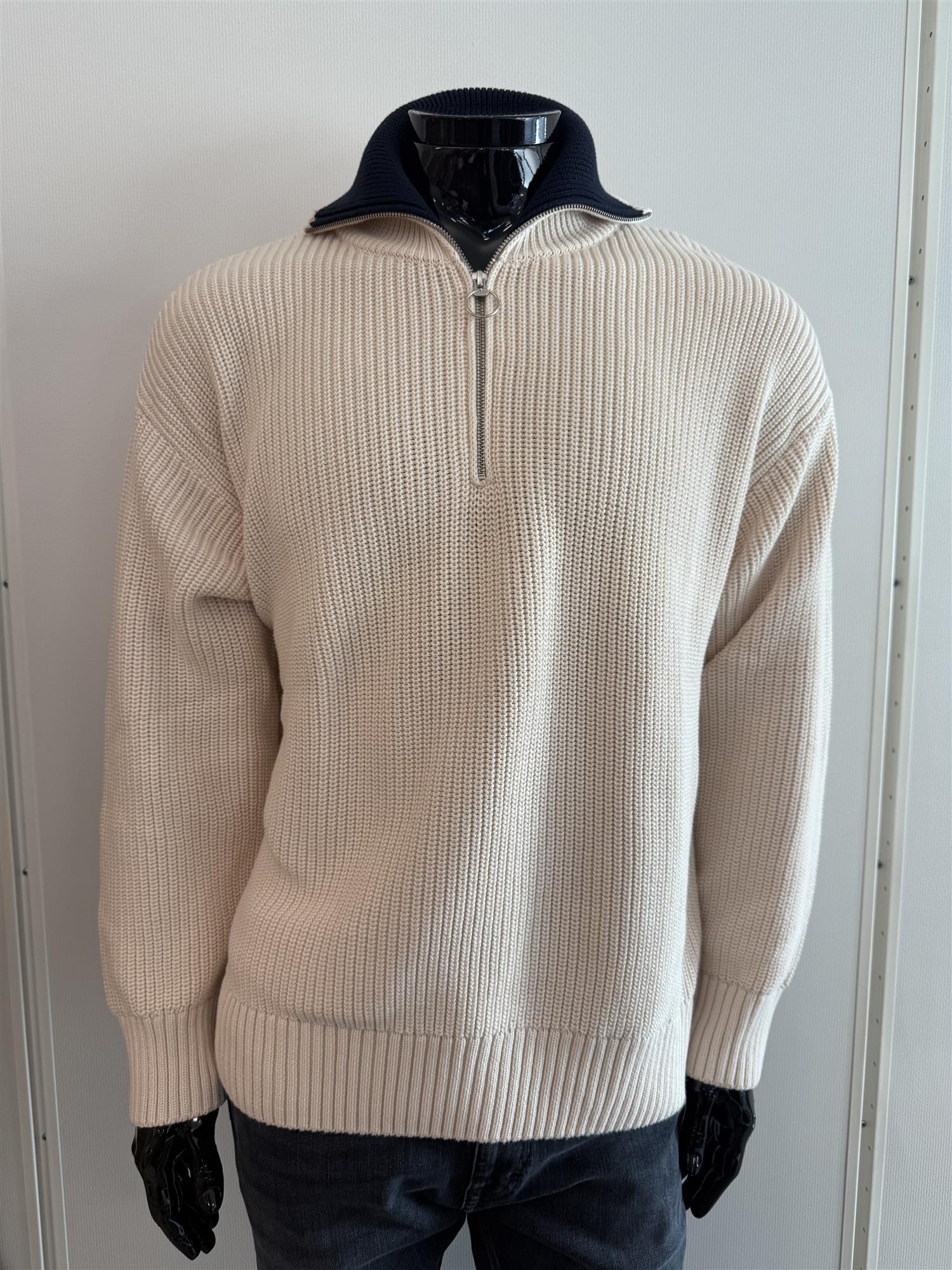 Rib halfzip.116 Cream