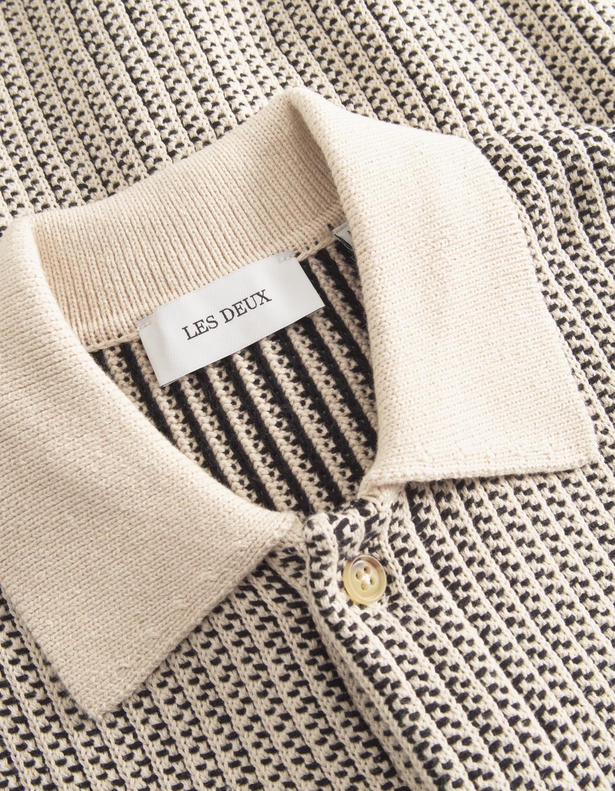 Easton Knitted SS Shirt Ivory/Black