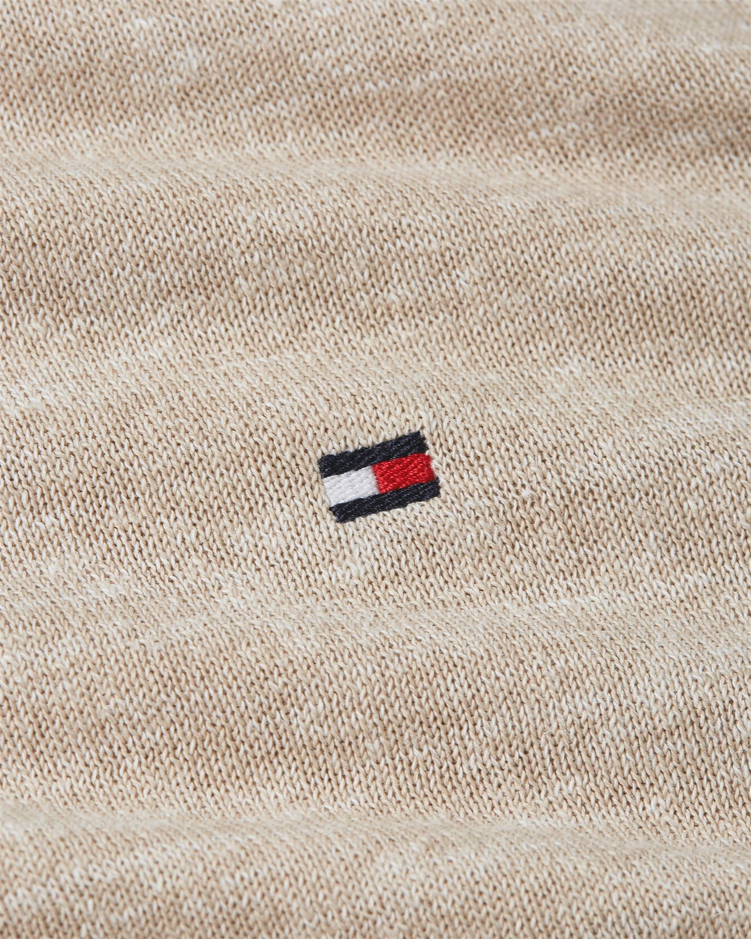 COTTON LINEN CREW NECK Sandalwood / Ivory Petal Mouline