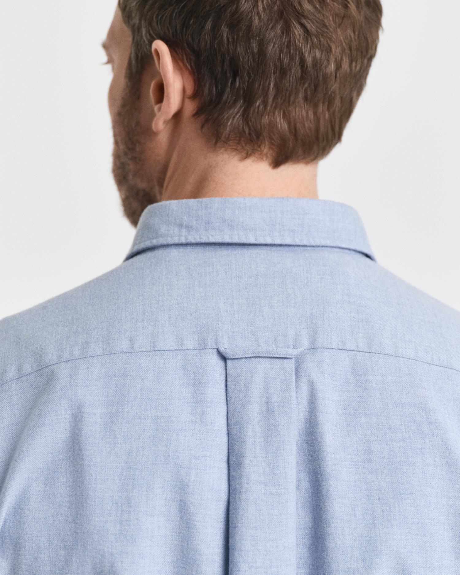 Reg Flannel Melange Shirt Lt Blue Melange