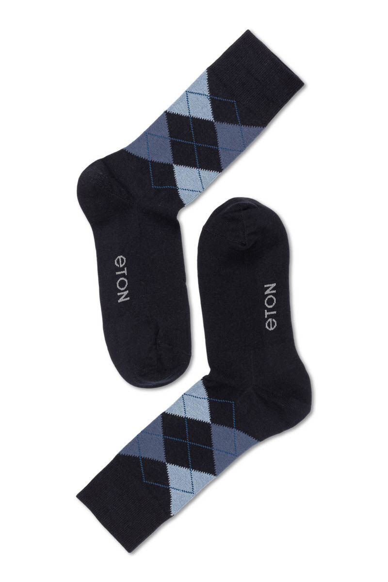 Eton Cotton Argyle Blue/White