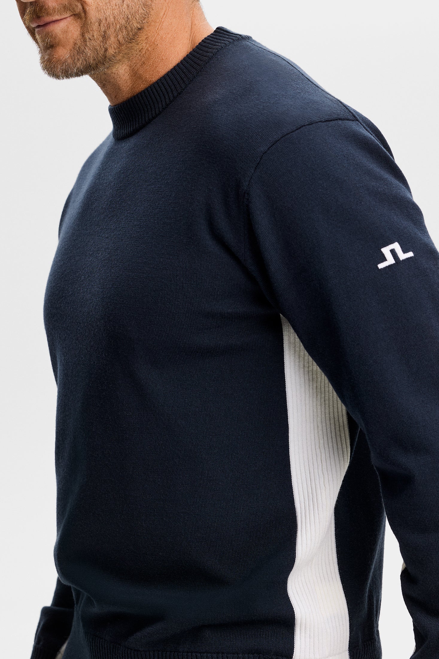 Chester Side Stripe Knit Crew Jl Navy