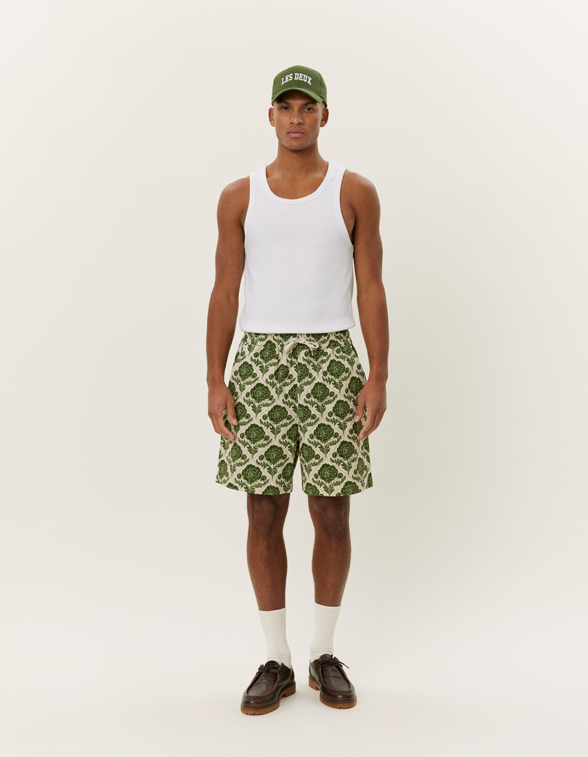 Lesley Flower Tile AOP Shorts Vintage Green/Ivory