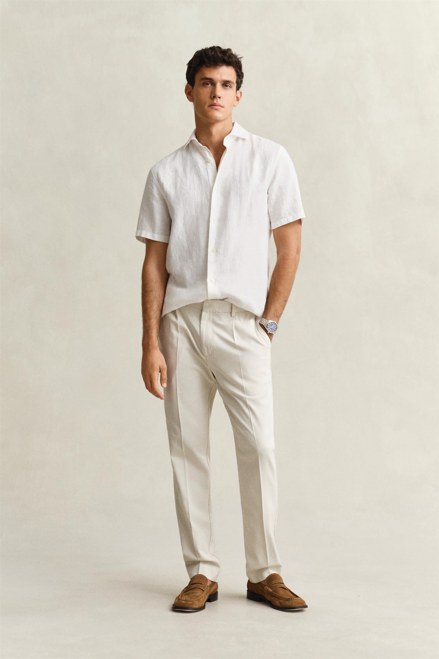 Slim Smart Cot/lyocell Pants Sand