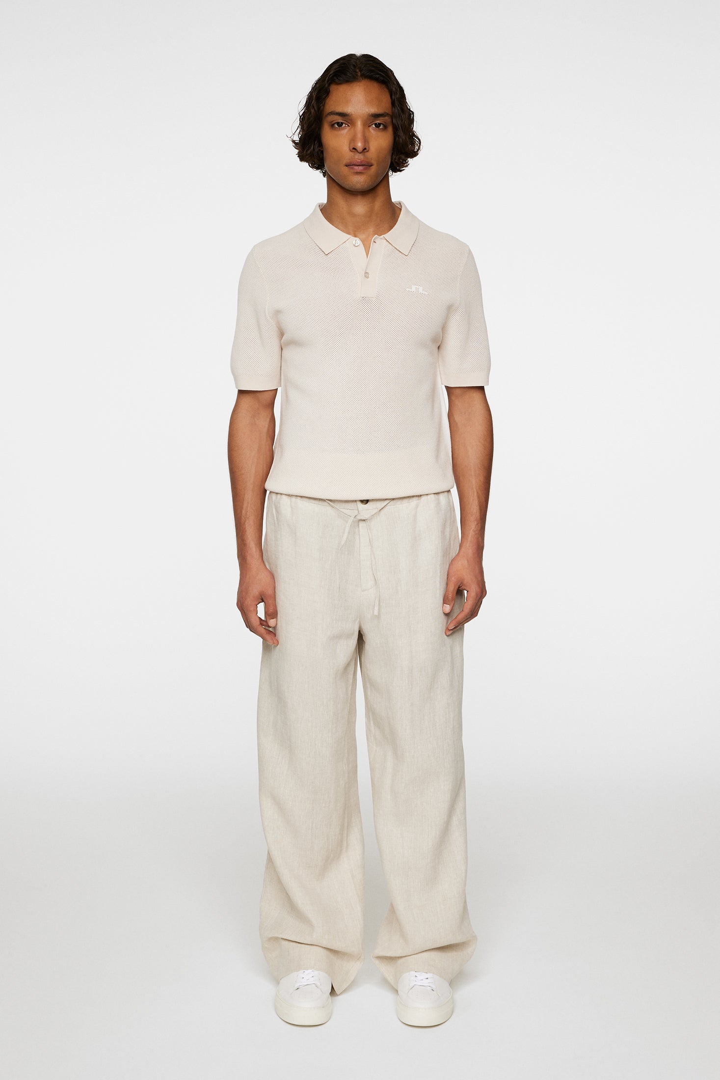 Spodnie lniane Noah Drape Moonbeam