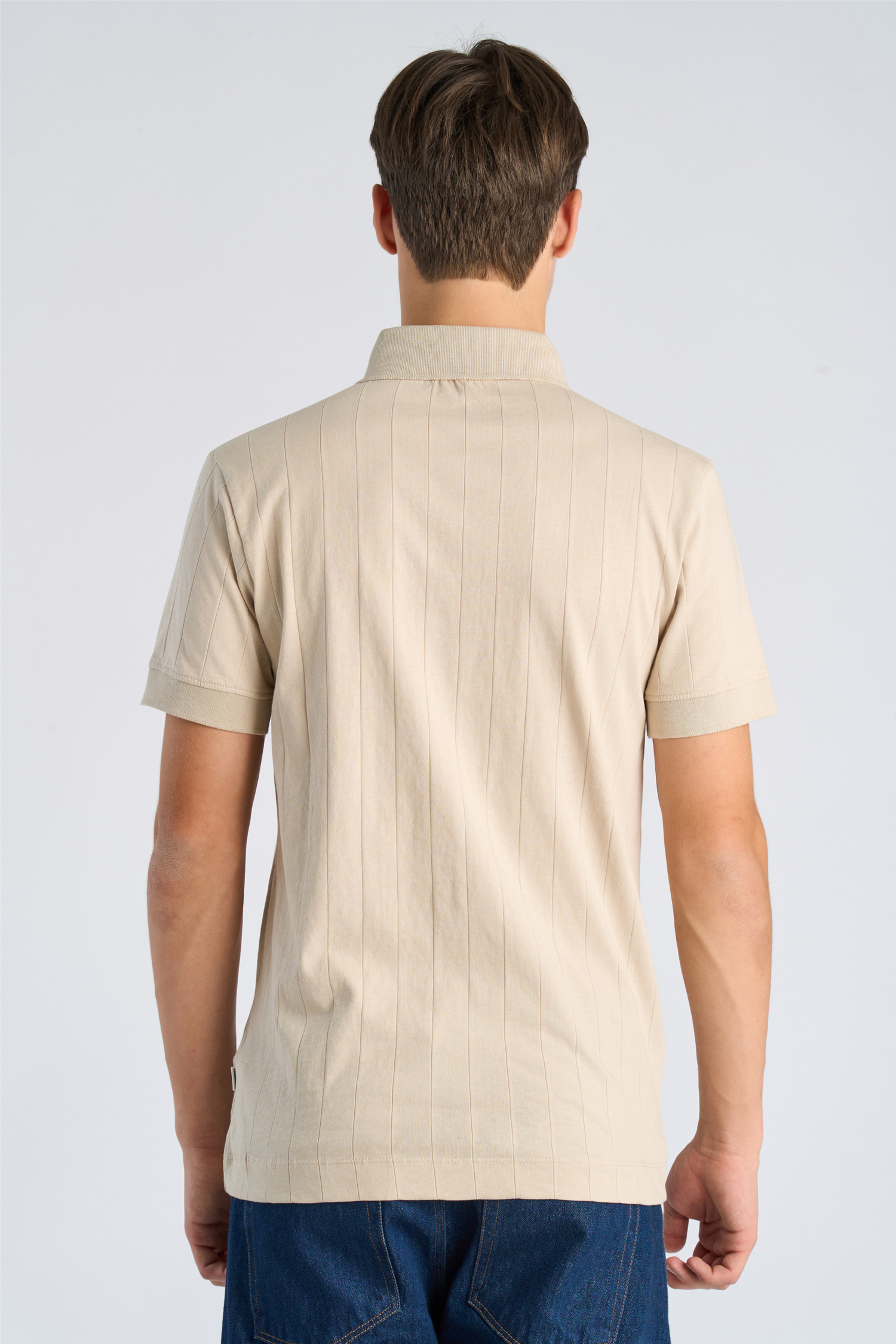 Needle drop polo S/S Lt Stone