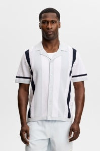 Remus Resort Collar Knit Polo Skywriting