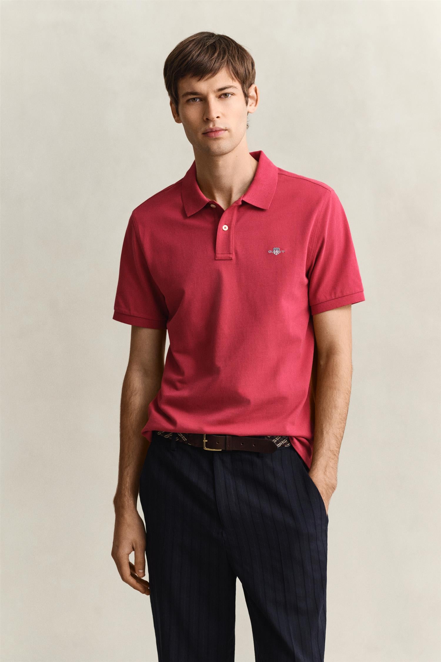 Reg Shield Ss Pique Polo Muted Red