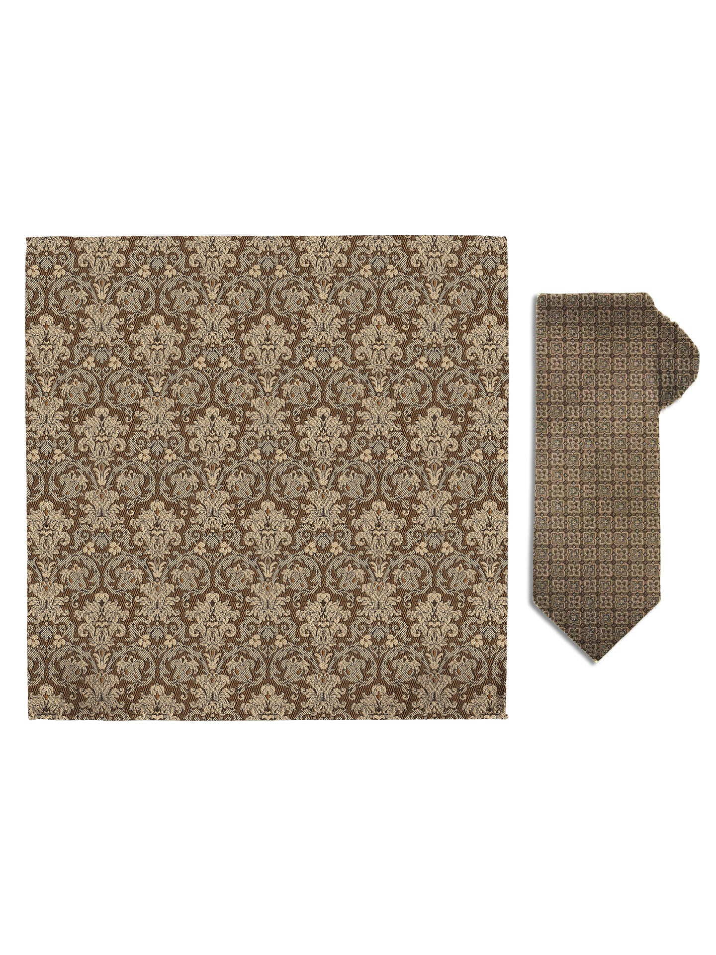 Santi silkeslips+lommetørkle Beige